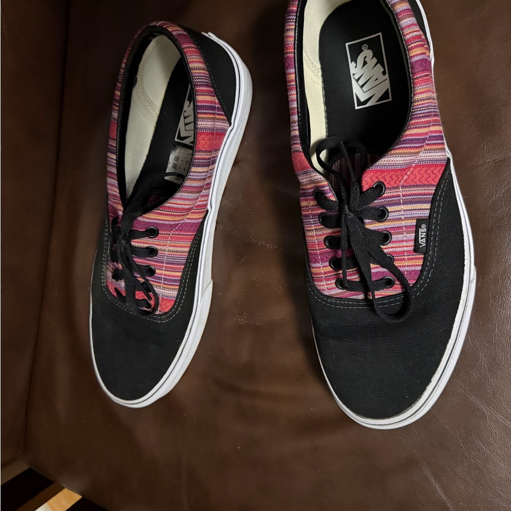 Vans Era Multicolor Stripe Canvas Sneakers | Black Toe | EUC Mens size 12
